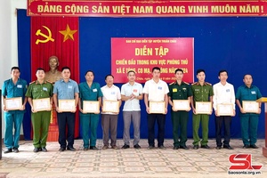 'Diễn tập phòng thủ cụm 3 xã đạt loại giỏi