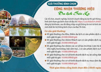 Giải thưởng bình chọn công nhận thương hiệu du lịch Sơn La