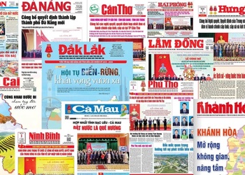Hình ảnh trang nhất báo Đảng địa phương xuất bản ngày 1/7 sau khi sáp nhập tỉnh, thành phố