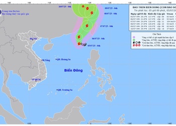 Áp thấp nhiệt đới đã mạnh lên thành bão số 2, giật cấp 12 ở khu vực Bắc Biển Đông