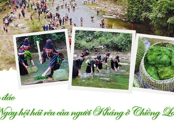 Độc đáo Ngày hội hái rêu của người Kháng ở Chiềng Lao