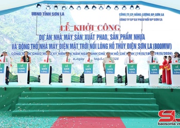 Khởi công xây dựng Nhà máy sản xuất phao, sản phẩm nhựa và động thổ Dự án điện mặt trời nổi lòng hồ thủy điện Sơn La