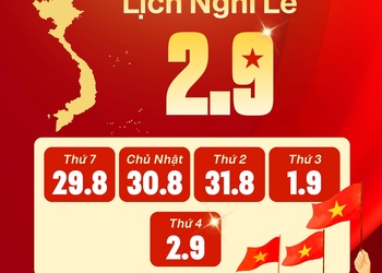 Lịch nghỉ dịp Quốc khánh 2/9 năm nay kéo dài 5 ngày