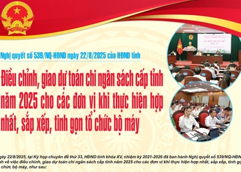 Điều chỉnh, giao dự toán chi ngân sách cấp tỉnh năm 2025 cho các đơn vị khi thực hiện hợp nhất, sắp xếp, tinh gọn tổ chức bộ máy