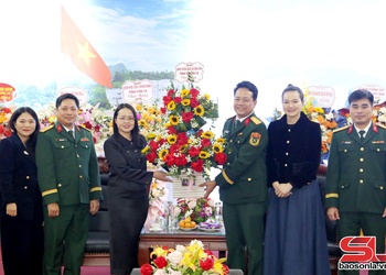 Đồng chí Trưởng ban Tuyên giáo và Dân vận Tỉnh ủy chúc mừng cán bộ, chiến sĩ Bộ CHQS tỉnh