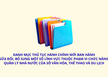Danh mục thủ tục hành chính mới ban hành; sửa đổi, bổ sung một số lĩnh vực thuộc Sở Văn hóa, Thể thao và Du lịch