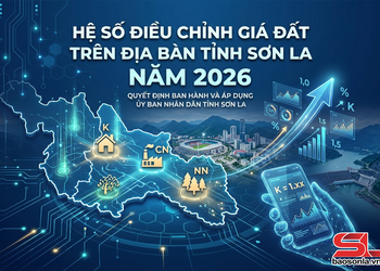 Hệ số điều chỉnh giá đất trên địa bàn tỉnh Sơn La năm 2026