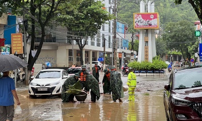 Mưa lớn trên diện rộng nhiều khu vực Thành phố Sơn La bị ngập úng