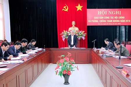 Hội nghị giao ban công tác nội chính và phòng, chống tham nhũng năm 2016