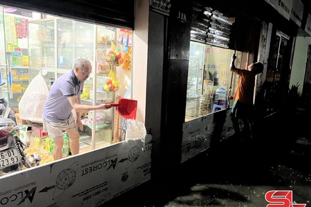 Thành phố Sơn La mưa lớn làm một số khu vực bị ngập úng cục bộ 