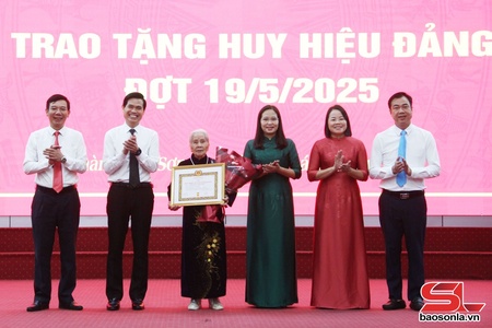 Đồng chí Bí thư Tỉnh uỷ trao Huy hiệu Đảng đợt 19/5