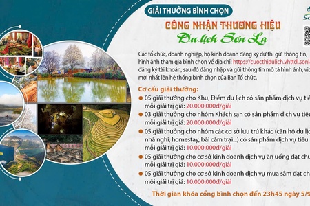Giải thưởng bình chọn công nhận thương hiệu du lịch Sơn La