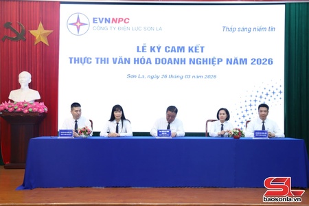 Ký cam kết thi đua thực thi văn hóa doanh nghiệp tại Công ty Điện lực Sơn La