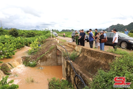 Đồng chí Chủ tịch UBND tỉnh kiểm tra tình hình mưa lũ tại huyện Mai Sơn