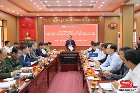 Thường trực Tỉnh ủy làm việc với Ban Thường vụ Đảng ủy các xã Sốp Cộp, Mường Lạn, Mường Lèo, Púng Bánh