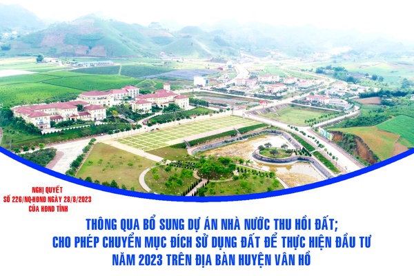 [Inforgraphic] Thông qua bổ sung dự án Nhà nước thu hồi đất; cho phép chuyển mục đích sử dụng đất để thực hiện đầu tư năm 2023 trên địa bàn huyện Vân Hồ
