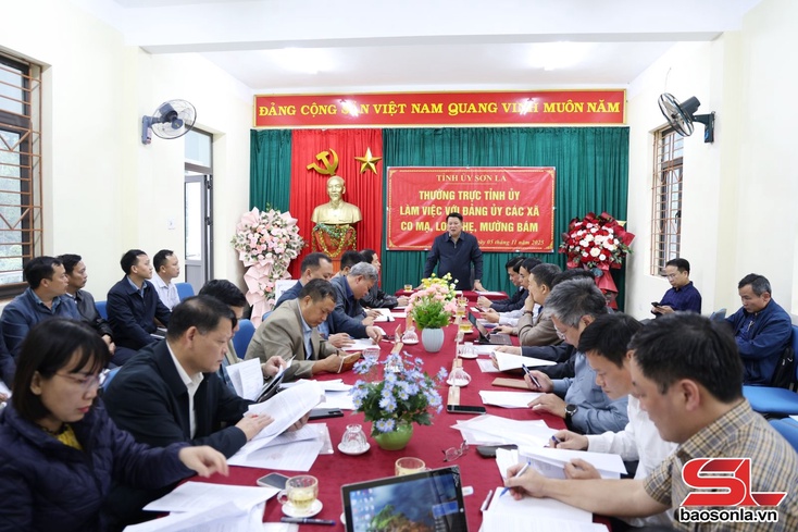 Thường trực Tỉnh ủy thăm và làm việc với Ban Thường vụ Đảng ủy xã Co Mạ, Long Hẹ